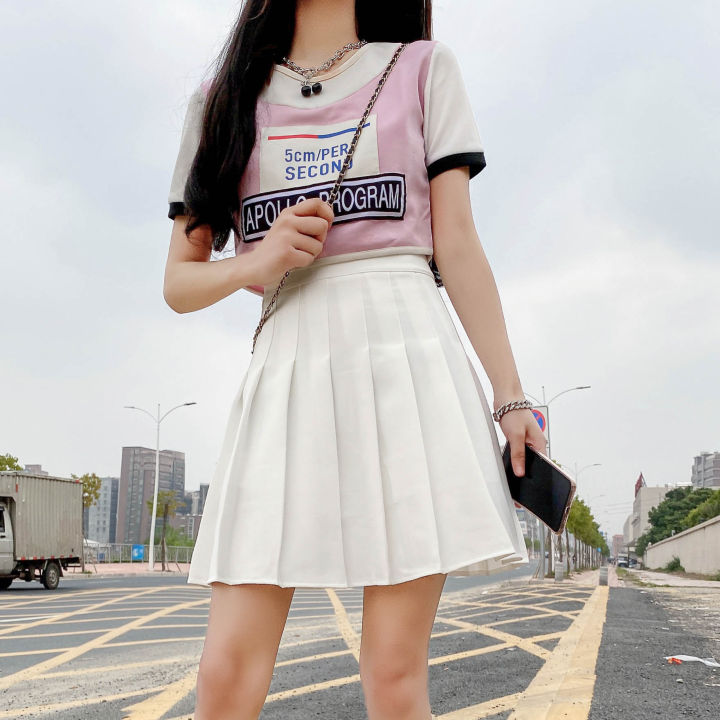 Pink Pu Leather Pleated Skirts Women High Waisted A Line Mini Dresses