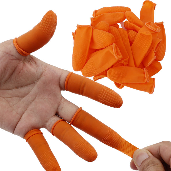 1 50 100 200pcs Latex Finger Cots Orange Thumb Caps Anti Static