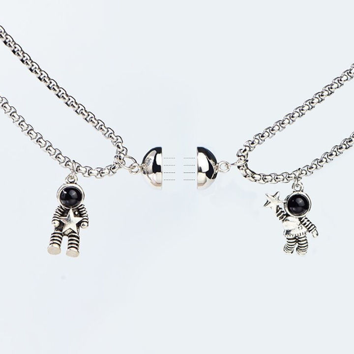 Pair Magnetic Couple Stainless Steel Necklace Cartoon Astronaut