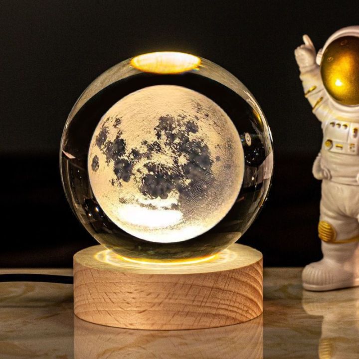 3D Moon Glowing Planetary Galaxy Astronaut Crystal Ball Night Lights