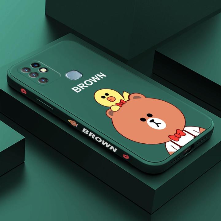 Hontinga For Infinix Hot Back Cover Cute Cartoon Bear Chicken Side