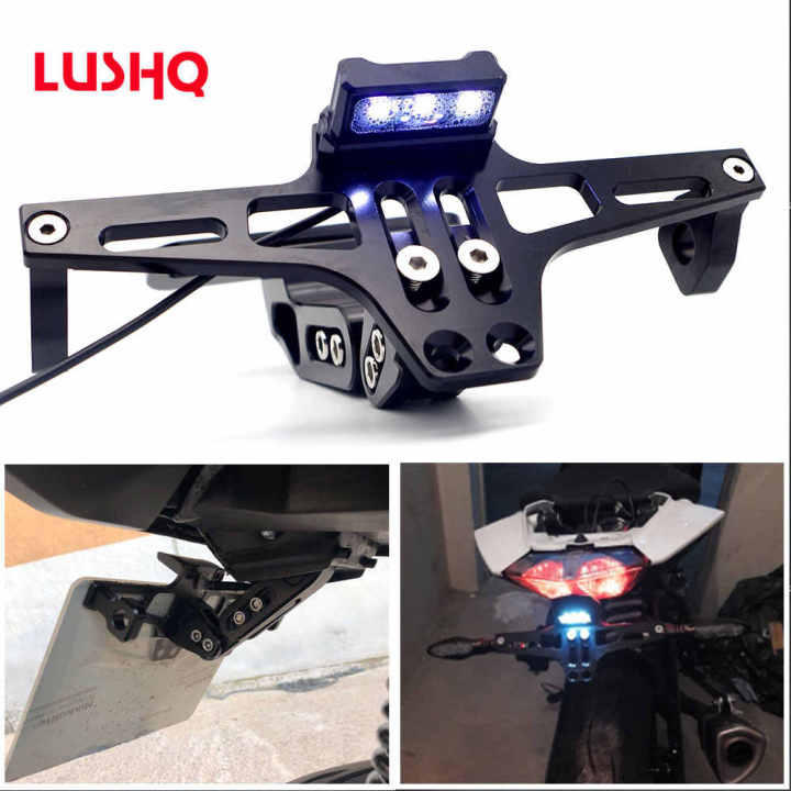 CNC Adjustable Tail Tidy With Number Plate Holder With LED LIGHTS