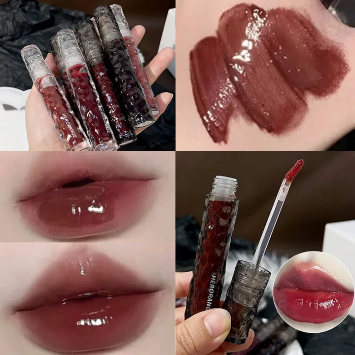 Water Light Nude Brown Lip Gloss Color Mirror Glass Liquid Lipstick