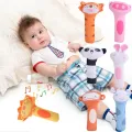 Development Handle Toys Polyester Cartoon Animal Hand Bell Rattle Giraffe Panda Rabbit Tiger Soft Animal Handbells Rattles Plushies Doll Plush Baby Rattle Birthday Gift. 