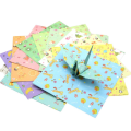 Colorful Flower Pattern Star Square Decorative Crane Folding Paper DIY Making Kids Origami Paper Crafts. 