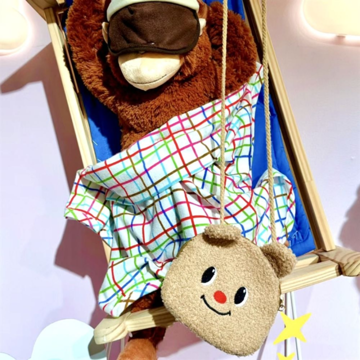 Portable Preppy Style Thai Butter Bear Plush Bag Anime Doll Children Crossbody Bag JK Lolita Plush Toy Cartoon Small Purse Gift