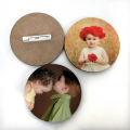 10Pcs/set Personalized Wooden Badge Sublimation Printable Buttons Blanks with Pins Round Waiter ID Name Tags Press Maker Flat DIY Brooches Button Pin Office. 