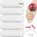10Pcs/set Personalized Wooden Badge Sublimation Printable Buttons Blanks with Pins Round Waiter ID Name Tags Press Maker Flat DIY Brooches Button Pin Office. 