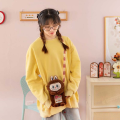 Brown Anti-dust Labubu Ita Bag Cartoon Soft Transparent Plush Phone Bag PVC Creative Stitch Crossbody Bag Women. 