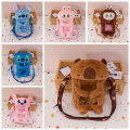 Brown Anti-dust Labubu Ita Bag Cartoon Soft Transparent Plush Phone Bag PVC Creative Stitch Crossbody Bag Women. 