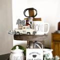 Kids Toy Diecast Coffee Truck Pickup Burlap Sack Model Toys Metal Truck Model Vintage Simulation Mini Coffee Truck Kitchen Decor. 