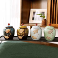 Multifuncational Ceramic Tea Jar Chinese Vintage Food Storage Container Damp-Proof Porcelain Sealed Pot Household. 