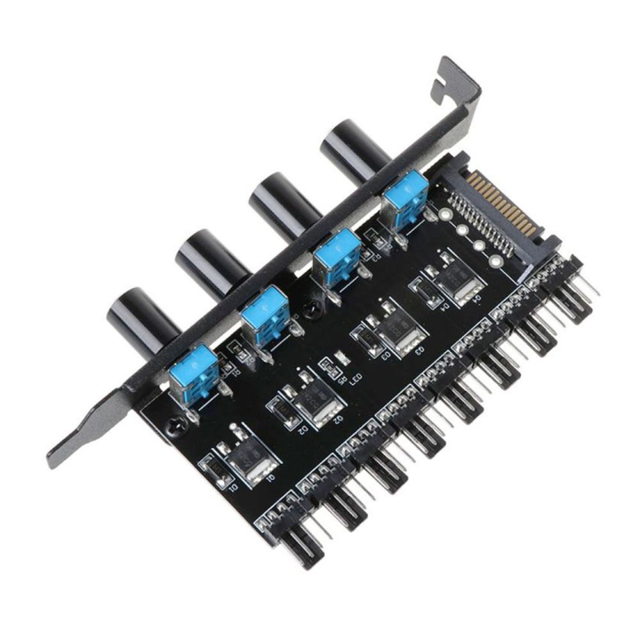 Computer Radiator Fans Splitter Case Chassis 12V Splitter 8 Way 4 Knob Adapter 8 Channels SATA PC Fan ...