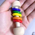 Colorful Wooden Wooden Baby Rattle Toy Rainbow Rings Educational Musical HandBell Rattle Toy Early Learning Musical Wooden Rings Musical Instruments Toy Baby Toddler. 