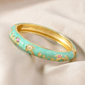 Bangle on Hand Vintage Cloisonne Bangle Chinese Style Traditional Hollow Out Flower Bangle Vintage Hawaiian Women's Hand Bracelet Girls. 
