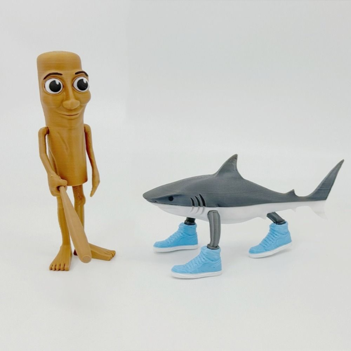 Creative Shark Figurine Tungtungsahur Figure Funny Doll Desktop Decoration Tralalero Tralala Figure Articulated Movable 3D Printed Toy Birthday Gift