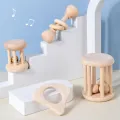 Wood Rattle Set Rainbow Rings Wooden Baby Rattle Toy Early Learning Montessori Musical Handbell Rattle Toy Educational Colorful Wooden Rings Musical Instruments Toy Baby. 