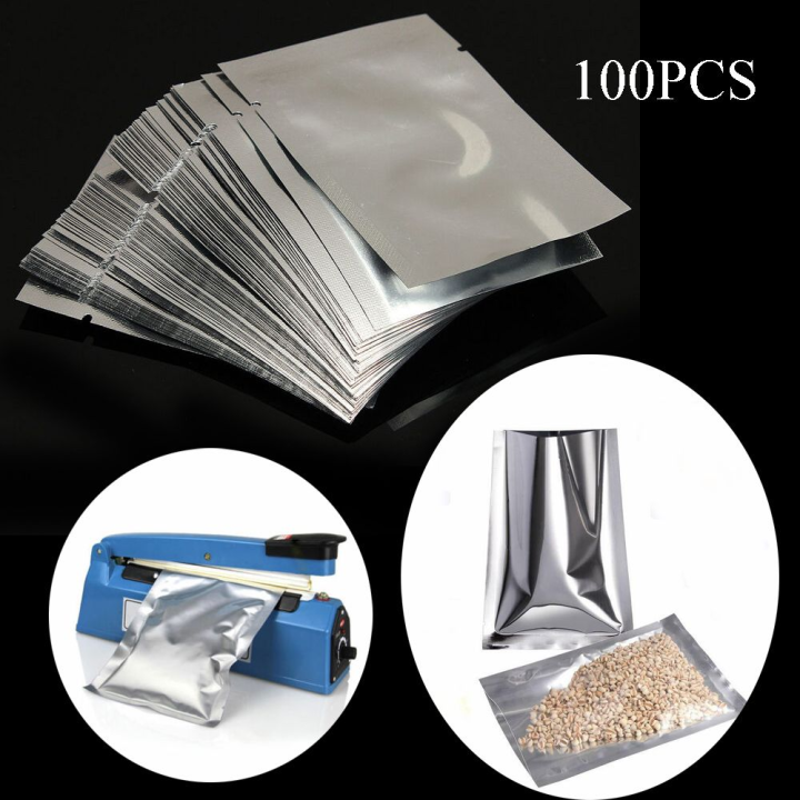 100PCS Waterproof Saran Wrap Food Grade Storage Pouches Vacuum Sealer Aluminium Foil Bags Heat Seal Bag