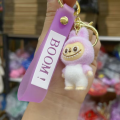 Hot Flocking Labubu Keychain Pop Mart Colorful Lilith Key Holder Cartoon Chain Backpack Pendant Car Key Ring. 