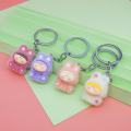 Hot Flocking Labubu Keychain Pop Mart Colorful Lilith Key Holder Cartoon Chain Backpack Pendant Car Key Ring. 