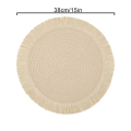 High Quality Japan Style Round Braided Placemats Non-slip with Tassels Insulation Place Mats Hand Woven Fringe Paper Table Mats Dining Table Decorations. 