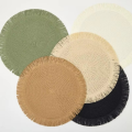 High Quality Japan Style Round Braided Placemats Non-slip with Tassels Insulation Place Mats Hand Woven Fringe Paper Table Mats Dining Table Decorations. 