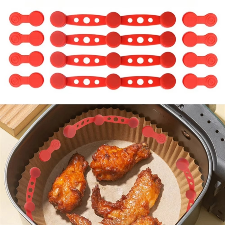 New Reusable Air Fryer Magnetic Silicone Buckle Fixation Device Removable Magnetic Paper Holder Non-Scratch Design High Temperature Holding Down Air Fryer Paper Air Fryer Accessories