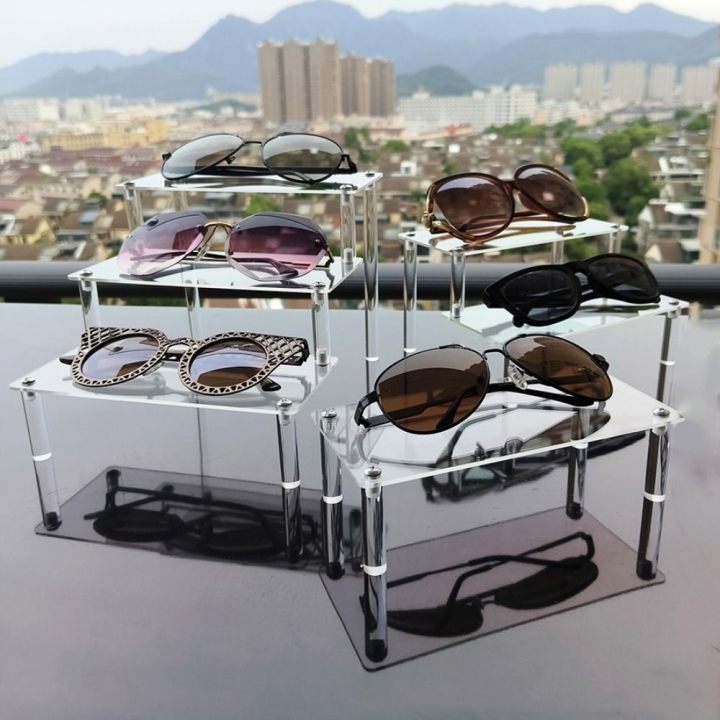 Multifunctional Acrylic Sun Glasses Display Shelf Clear Durable Eyeglasses Stand Multi Layers Collectibles Display Holder
