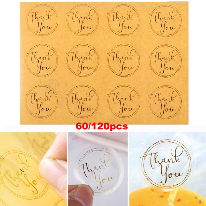 Round Wedding Favors Sealing Craft Baking Adornment Transparent Thank You Handmade Sticker Gift Boxes Seal Label Festival Decoration For 60/120pcs