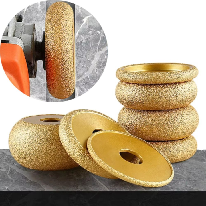 High Quality 75mm Stone Edging Wheel Chamfering Tool Roman Slotted Angle Grinder Grinding Head Durable Brazed Diamond Angle Grinder Grinding Disc