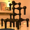New Metal Molecular Structure Candle Holder Nordic Silver Candle Stand Triangle Candlestick Gift. 