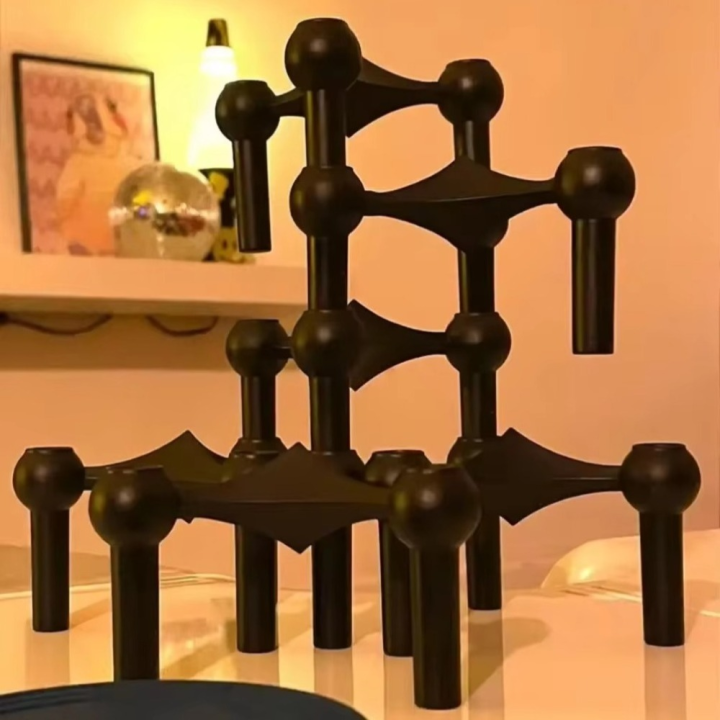 New Metal Molecular Structure Candle Holder Nordic Silver Candle Stand Triangle Candlestick Gift