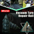 10Pcs Durable Tire Puncture Repair Tire Repair Nail Big Small Size Rubber Self-Tapping Screw Black Soft Vacuum Tyre Nails Car Motorcycle Truck Scooter Bike. 