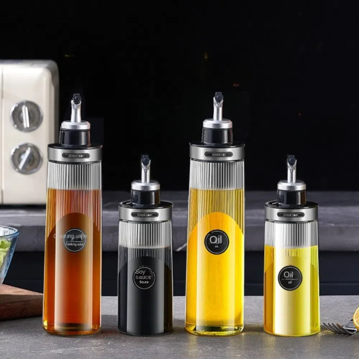 New Shatterproof Glass Olive Oil Dispenser 400/650ml Leakproof Cooking Oil Bottle Sealed Vinegar Storage Bottle Kitchen Accessories
