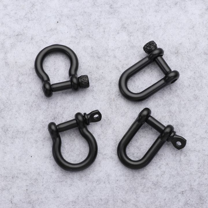 Stainless Steel Shackle Fob Screw Joint Connector Solid Carabiner D Bow Staples Keychain Hook Key Ring