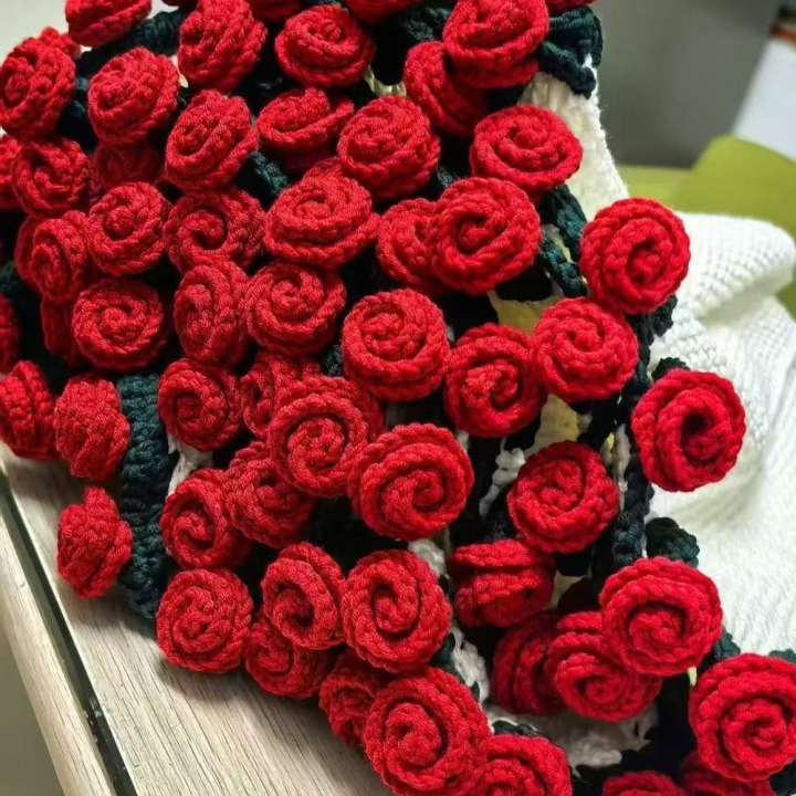 Creative Not Finished Product Rose Bouquet Blankets DIY Folding Handmade Crocheted Bouquet Blanket Crochet Kit Blanket Material Package Gift