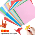 100Pcs Durable Double Side Square Origami Paper 20 Colors Solid Color Folding Paper DIY Colorful Handmade Scrapbooking Craft Decor. 