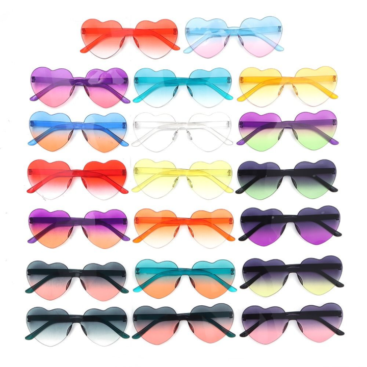 Funny Candy Color Gradient Lenses Heart-shaped Sunglasses Shades Heart Glasses Party Sun Glasses