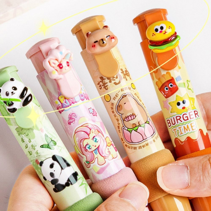 Cartoon Pattern Capibara Eraser Stick Replaceable Core Retractable Eraser Ultra-clean Without Traces or Debris Push Pull Eraser School Office