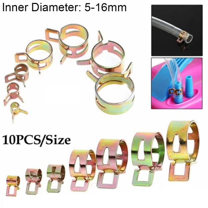 10Pcs New Stainless Steel Galvanized Fuel Oil Line Water Hose Pipe Spring Clips Fastener Tube Clamp