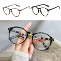 -1.0~-4.0 Unisex Brown/Black/Leopard Print Round Frame Anti Blue Light Flat Mirror Eyewear Myopia Glasses Eyeglasses. 