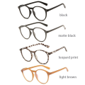 -1.0~-4.0 Unisex Brown/Black/Leopard Print Round Frame Anti Blue Light Flat Mirror Eyewear Myopia Glasses Eyeglasses. 