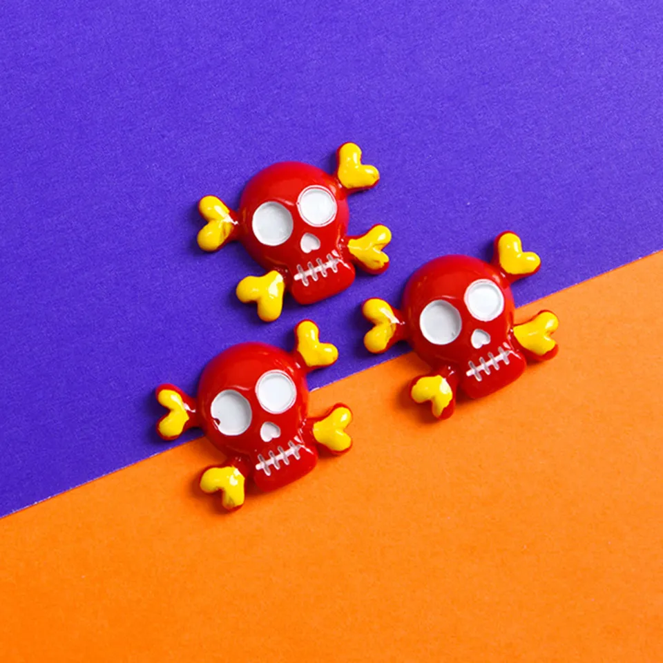 100 Pcs Halloween Resin Charms - Gothic Pumpkin Skull Ghost Charms For Nails, DIY & Crafts