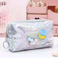 EB Kawaii Large Glitter Star Makeup Bag for Girls Gift PU School Stationery Travel Supplies. 