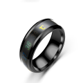 EB 8mm Stainless Steel Ring Smart Sensor Body Temperature Ring Temperature Test Finger Rings Fashion Real-time Display for Women Man Couple Band Wedding. 