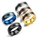 EB 8mm Stainless Steel Ring Smart Sensor Body Temperature Ring Temperature Test Finger Rings Fashion Real-time Display for Women Man Couple Band Wedding. 