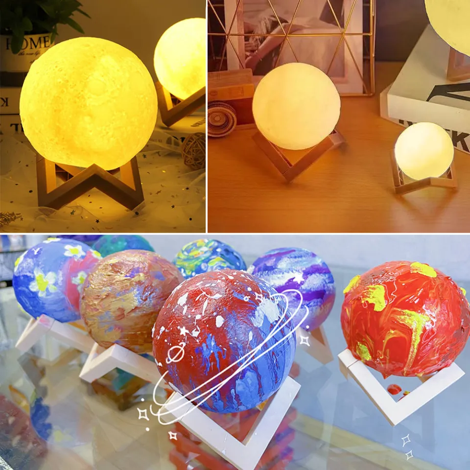 8cm-12cm DIY Painting Moon Light for Kids 3D Printing Moon Lamp