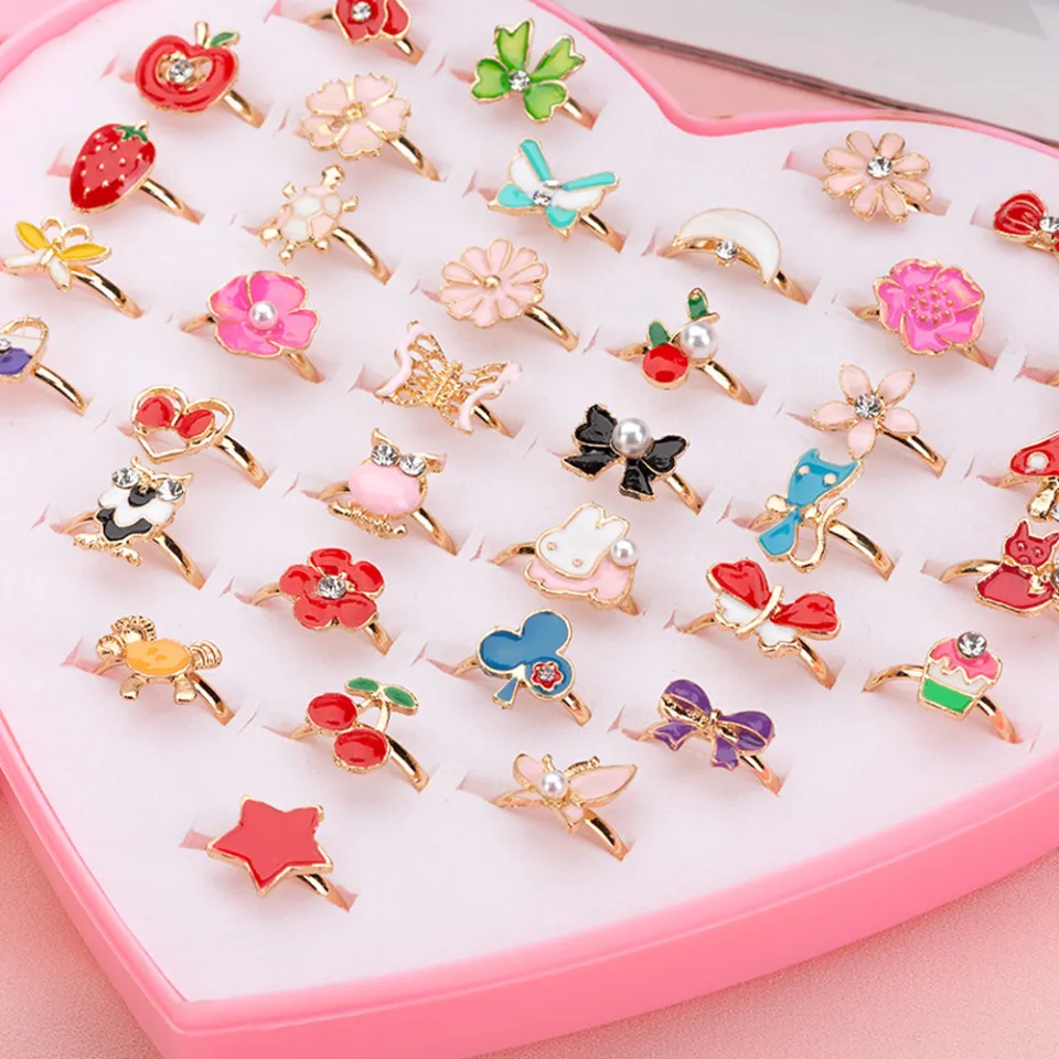 EB Shiny Adjustable Children's Cartoon Rings Candy Flower Bow