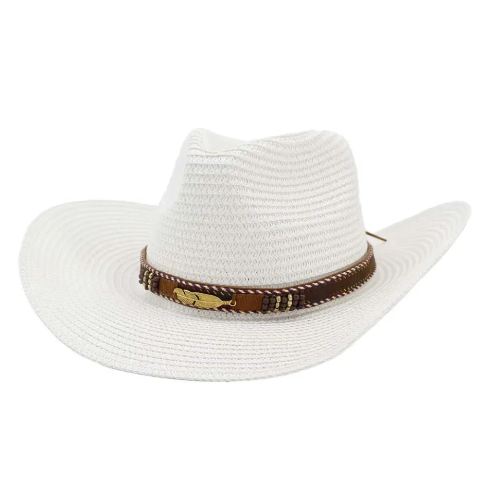 Outdoor Cowboy hat Durable Cowboy style Beach hat Straw hat Wide