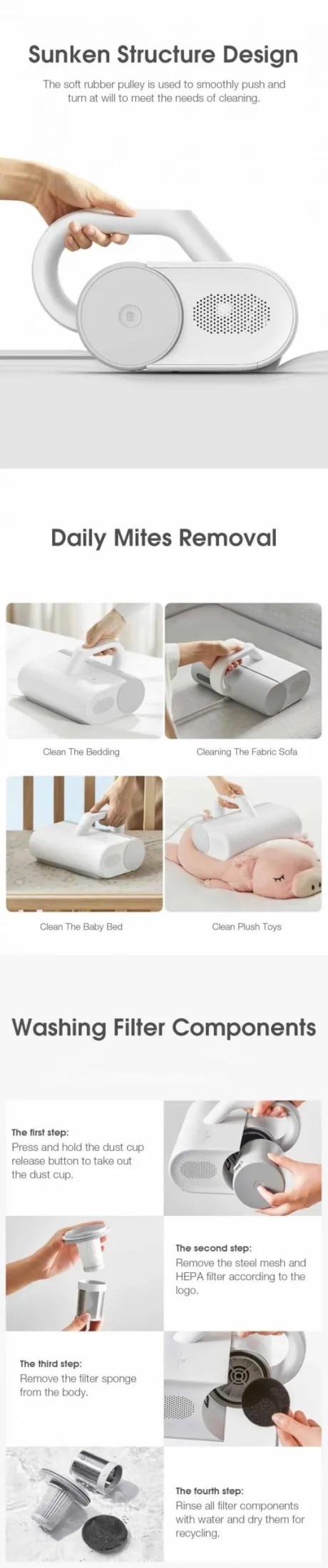 Mini Xiaomi Mijia Uv Sterilization Anti Mites Mattress Vacuum Cleaner 12000pa Strong Suction (1)